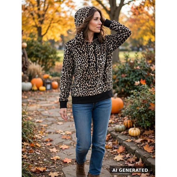 Michael Kors Tops - Michael Michael Kors Leopard Print Velour Hoodie Brown Black Gold MK M